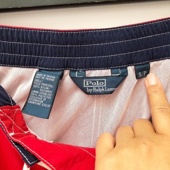 Polo by Ralph Lauren red and white swim shorts. - Picture 5 of 8